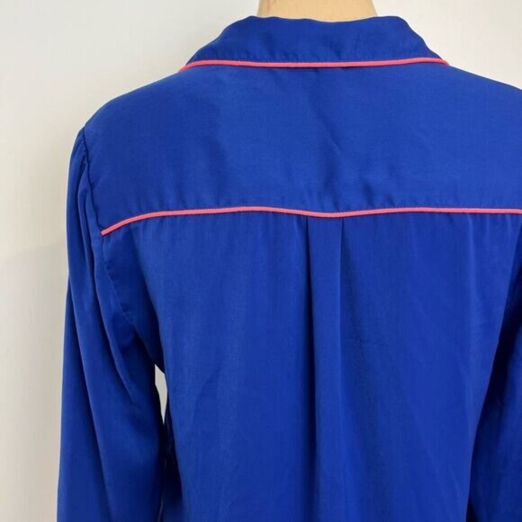 Miiyu Women’s Medium Blue Lounge Pajama Shirt Sleepwear Long Sleeve Button Up - Picture 4 of 9